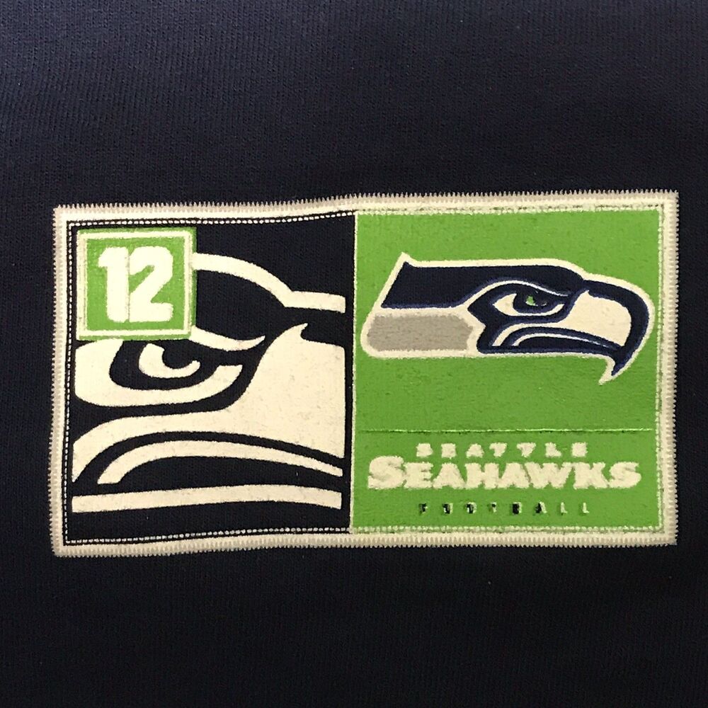 Seattle Seahawks NFL Navy Blue 12th Player FAN Adult Lg. Majestic Brand T Shirt